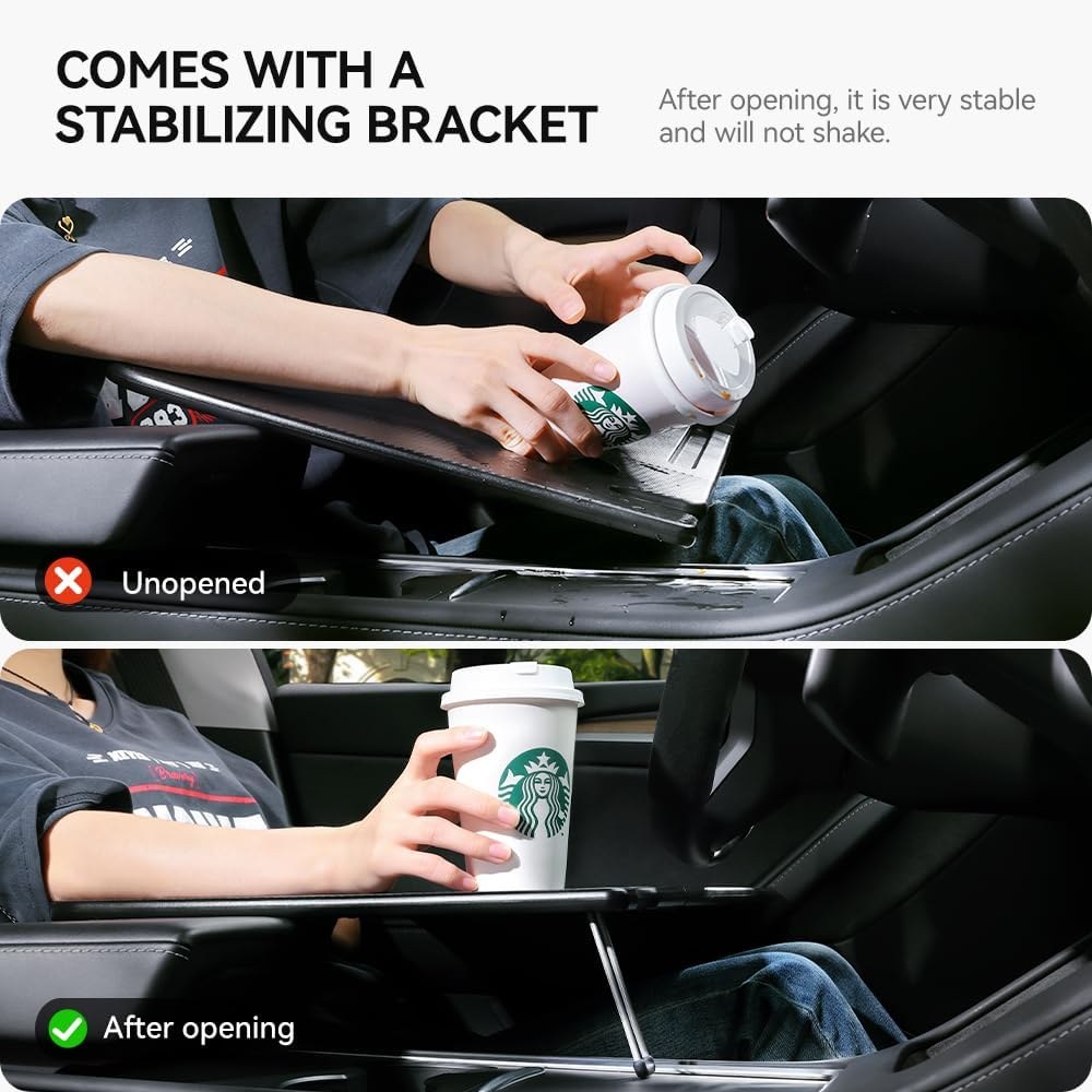 YONZEE Foldable Desk Food Tray for Tesla, Carbon Edition