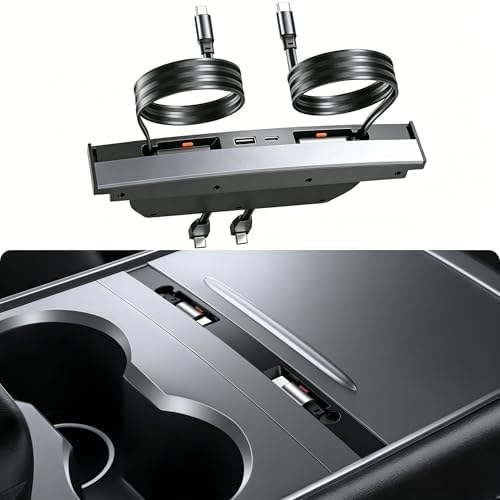YONZEE 4-in-1 Charging Hub for Tesla Center Console, 27W hub