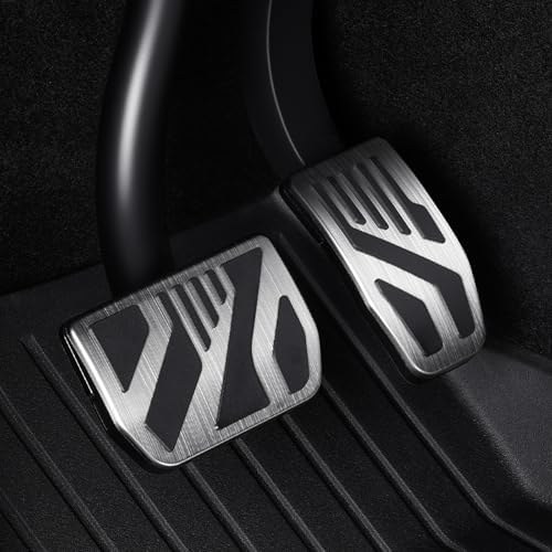 YONZEE Stainless Steel Pedal Covers for Tesla Model Y & Model 3, Self-snap lock
