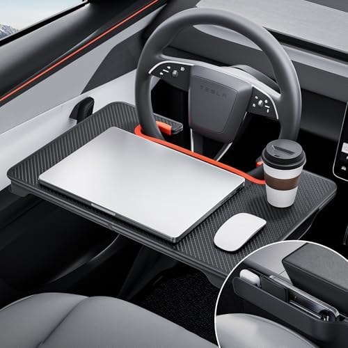 YONZEE 2-in-1 Steering Wheel Desk Tray & Seat Gap Organizer, Gray accent